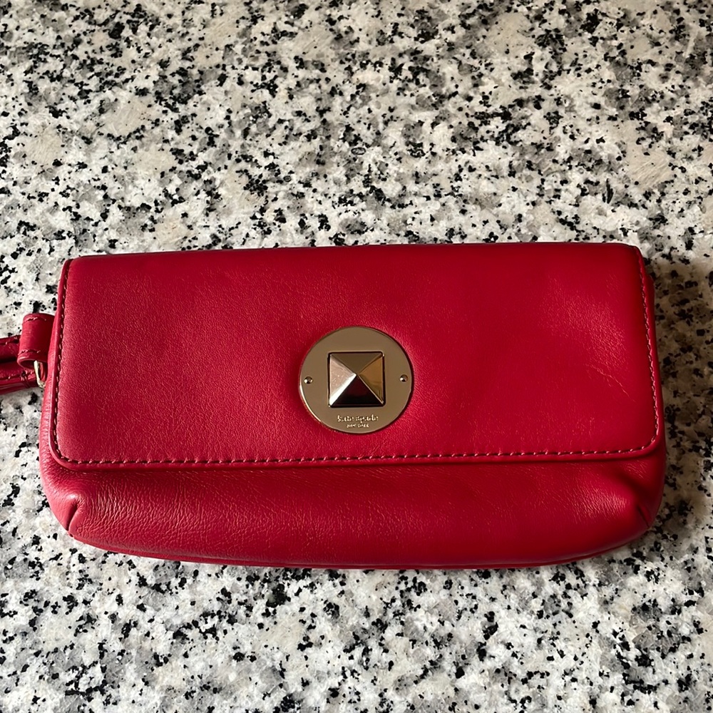 Kate Spade red leather wristlet NWOT